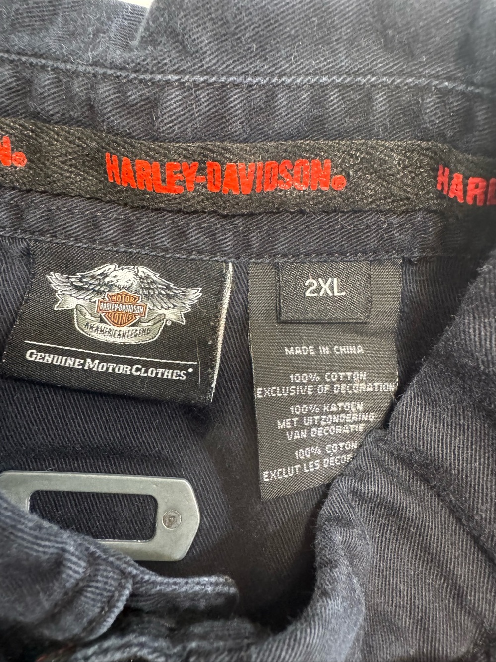 HARLEY DAVIDSON MOTORCYCLES MENS SIZE XXL MECHANICS SHIRT GRAY BLACK COTTON - Picture 5 of 10